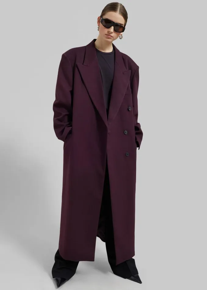 Clothing Women The Frankie Shop Delphina Long Coat 8211 Burgundy