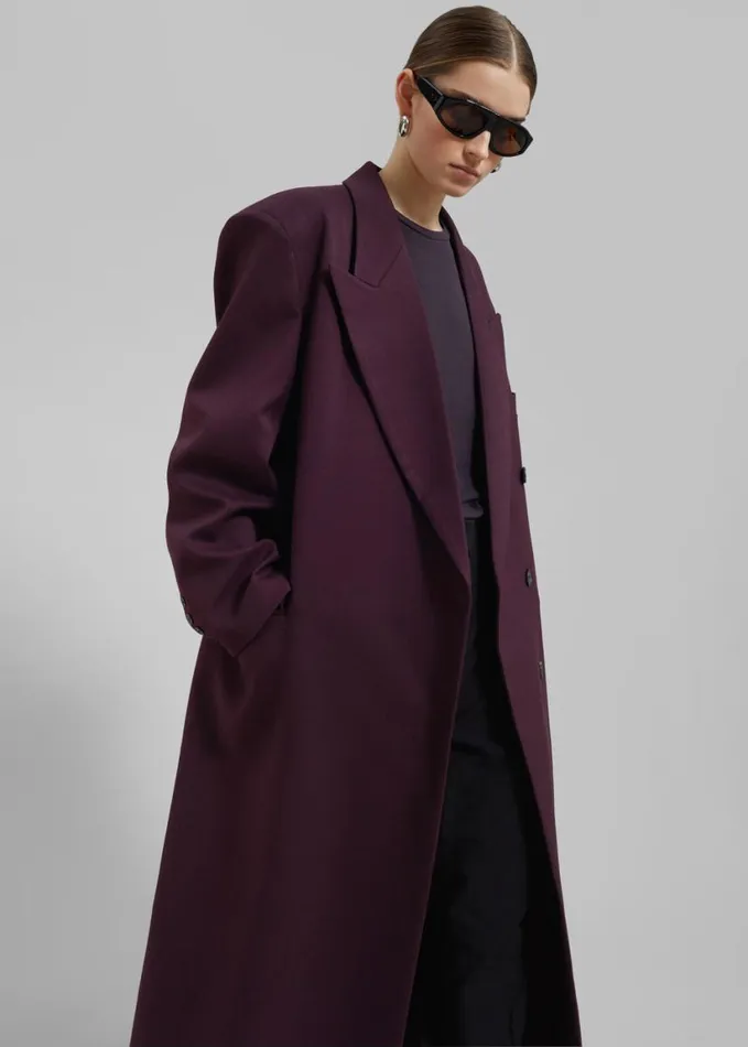 Clothing Women The Frankie Shop Delphina Long Coat 8211 Burgundy