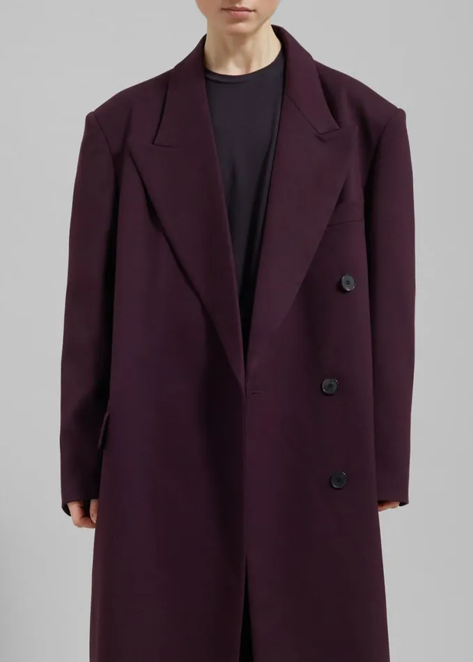 Clothing Women The Frankie Shop Delphina Long Coat 8211 Burgundy