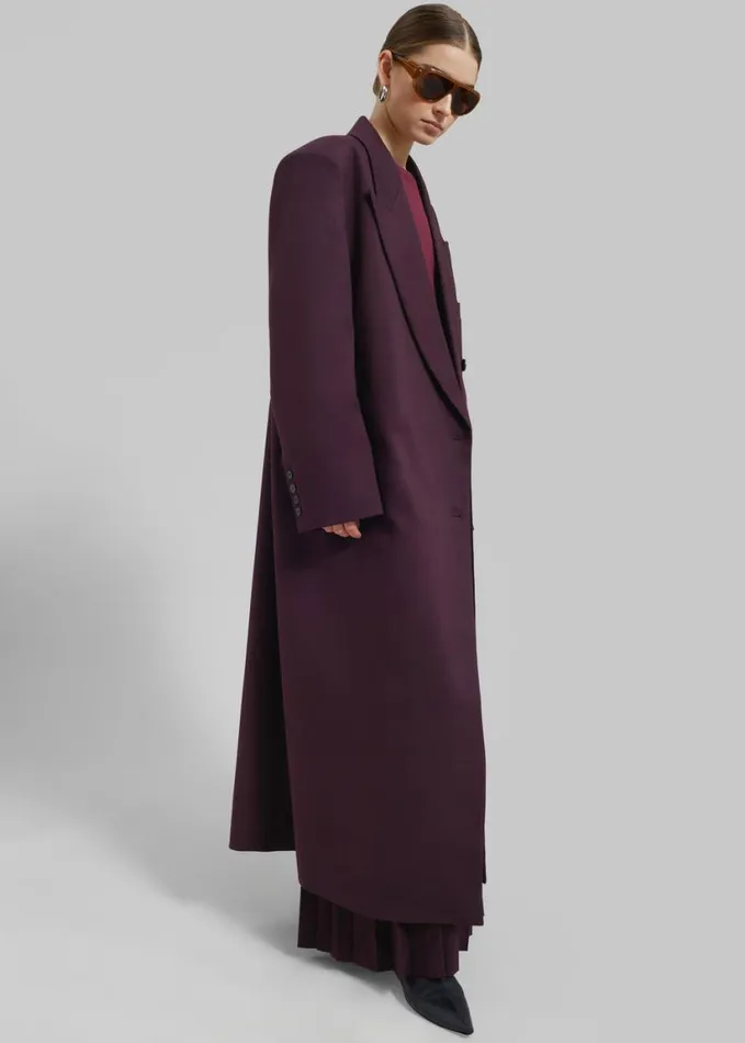 Clothing Women The Frankie Shop Delphina Long Coat 8211 Burgundy
