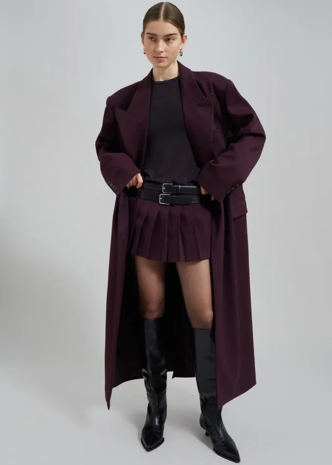 Clothing Women The Frankie Shop Delphina Long Coat 8211 Burgundy