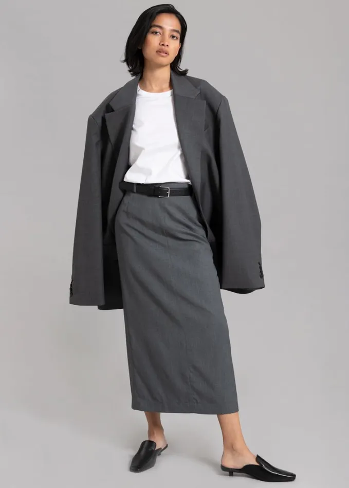 Clothing Women The Frankie Shop Eli Pencil Skirt 8211 Charcoal