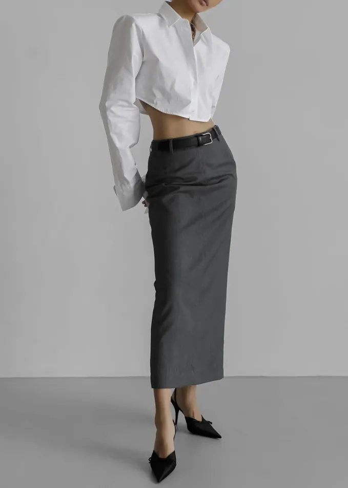 Clothing Women The Frankie Shop Eli Pencil Skirt 8211 Charcoal