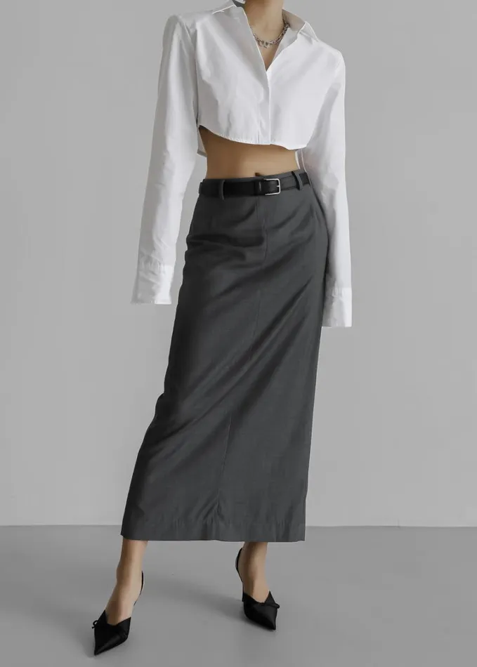 Clothing Women The Frankie Shop Eli Pencil Skirt 8211 Charcoal