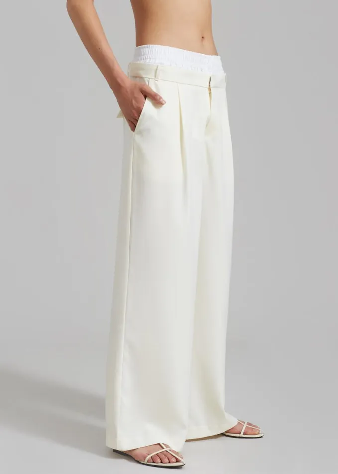 Clothing Women The Frankie Shop Ellie Darted Boxer Trousers 8211 Cream