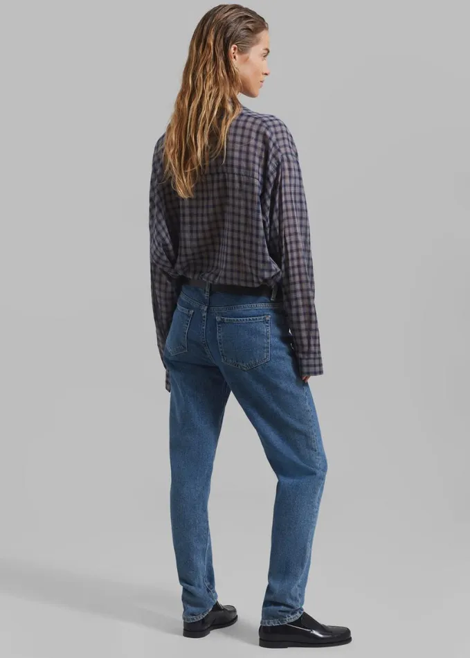 Clothing Women The Frankie Shop Emmett Plaid Shirt 8211 Navy