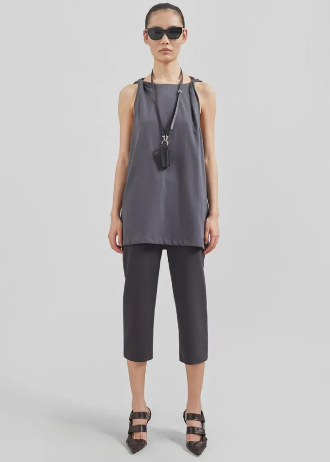 Clothing Women The Frankie Shop Erika Twisted Sleeve Tank 8211 Charcoal