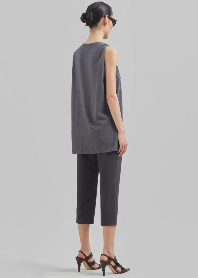 Clothing Women The Frankie Shop Erika Twisted Sleeve Tank 8211 Charcoal