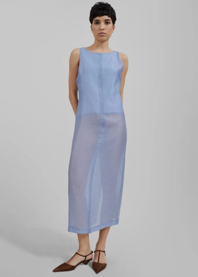 Clothing Women The Frankie Shop Etta Sheer Maxi Dress 8211 Dusty Blue