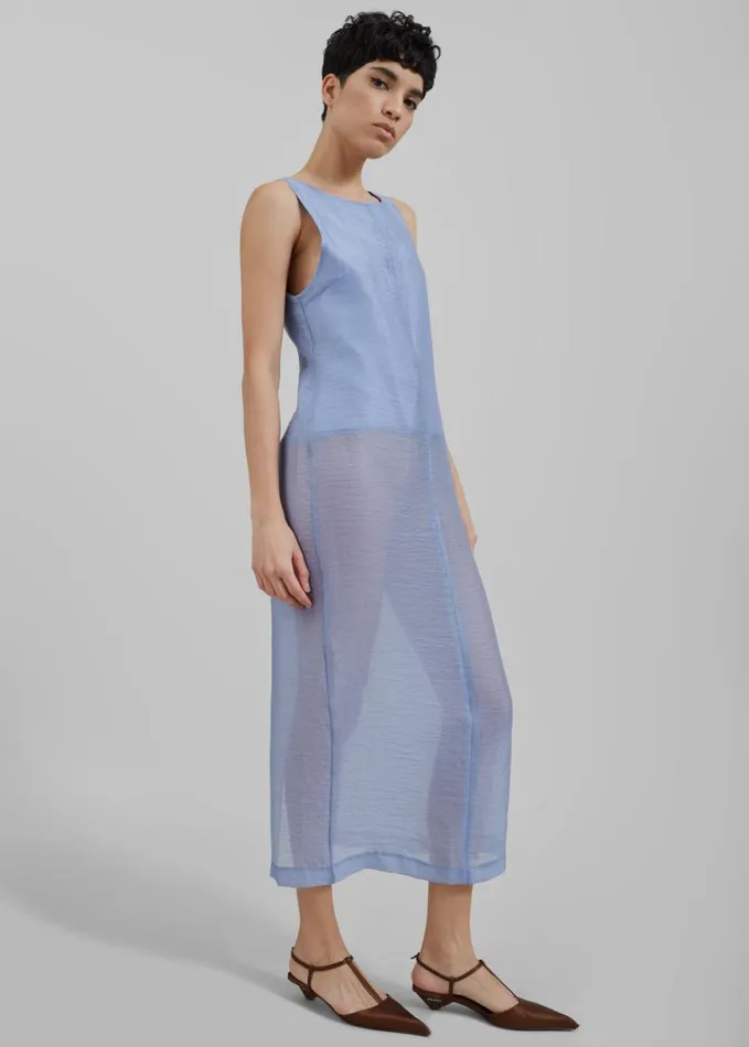 Clothing Women The Frankie Shop Etta Sheer Maxi Dress 8211 Dusty Blue