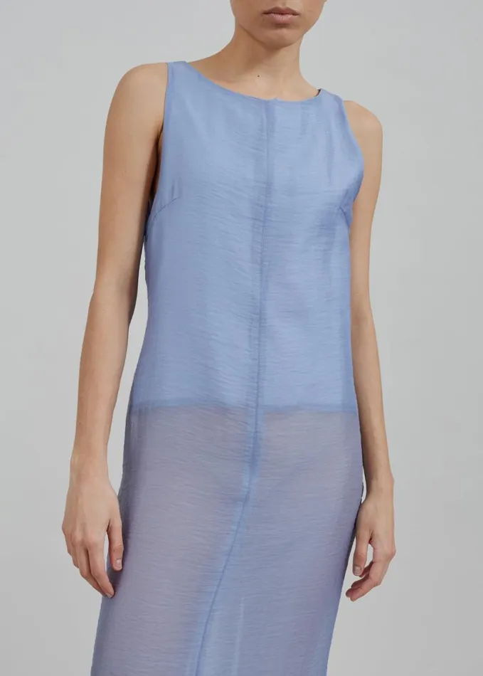 Clothing Women The Frankie Shop Etta Sheer Maxi Dress 8211 Dusty Blue
