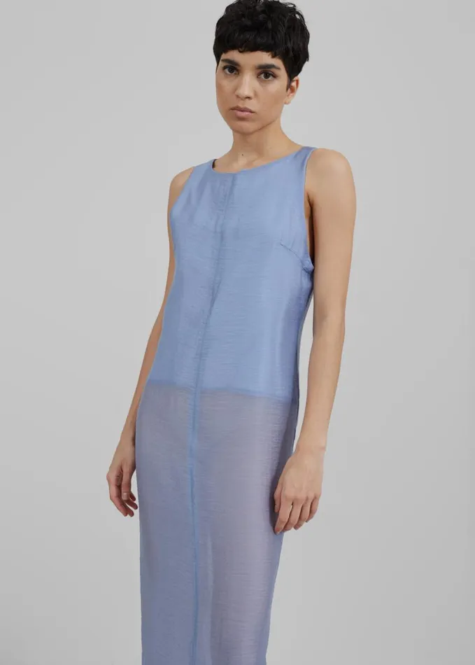 Clothing Women The Frankie Shop Etta Sheer Maxi Dress 8211 Dusty Blue