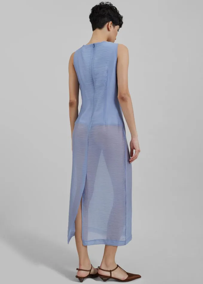 Clothing Women The Frankie Shop Etta Sheer Maxi Dress 8211 Dusty Blue