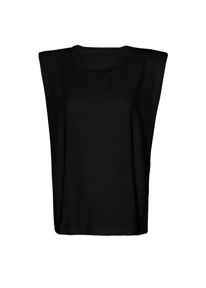 Clothing Women The Frankie Shop Eva Padded Shoulder Muscle TShirt 8211 Black