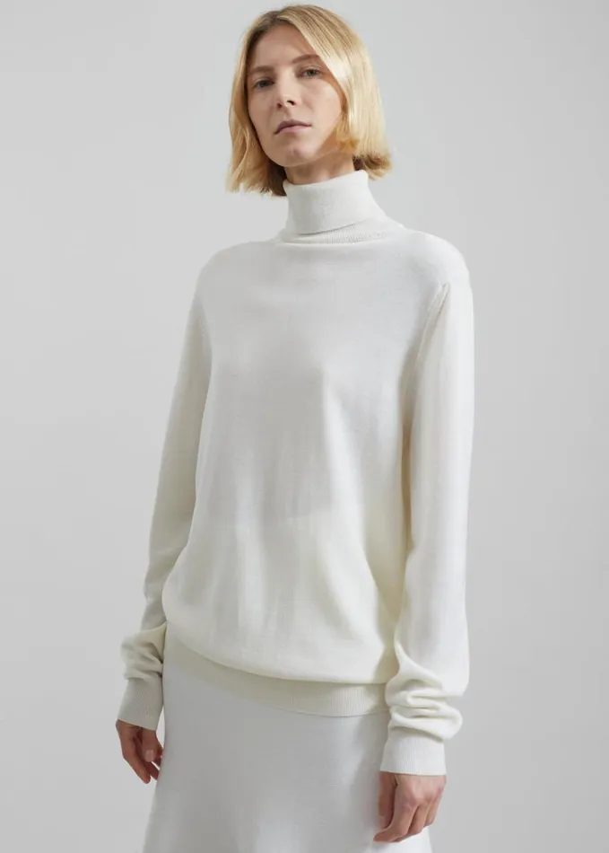 Clothing Women The Frankie Shop Eve Thin Turtleneck Sweater 8211 Ivory