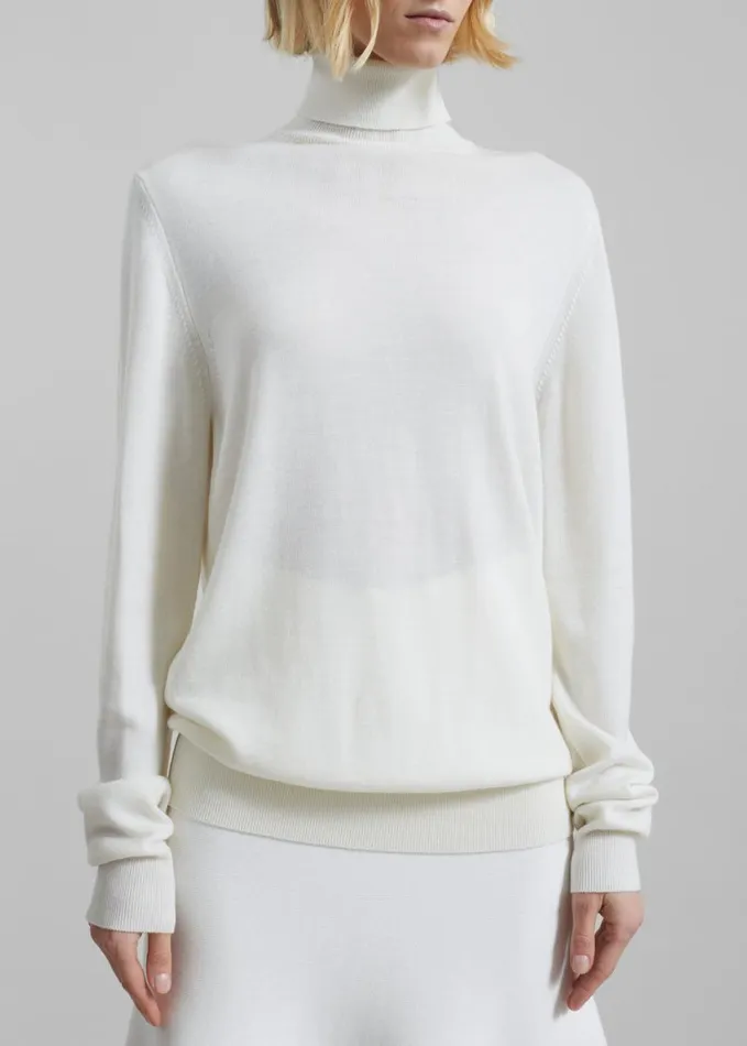 Clothing Women The Frankie Shop Eve Thin Turtleneck Sweater 8211 Ivory