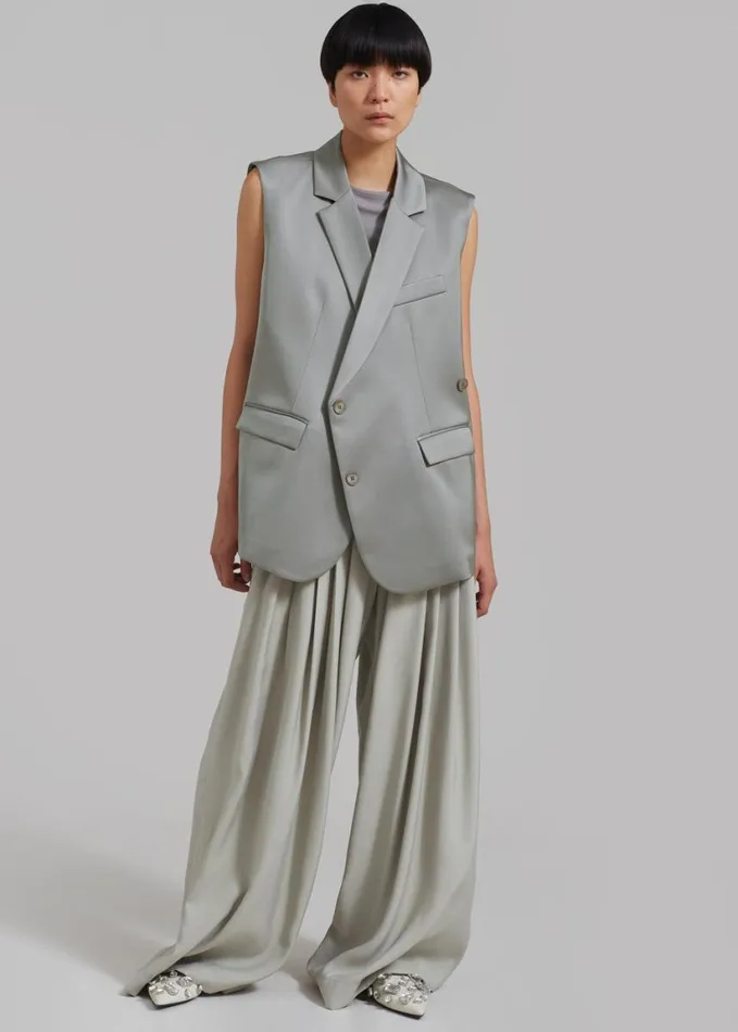 Clothing Women The Frankie Shop Everly Satin Vest 8211 Eucalyptus