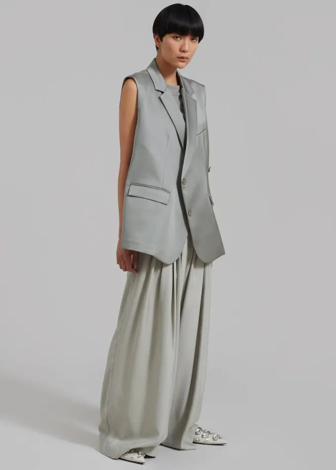 Clothing Women The Frankie Shop Everly Satin Vest 8211 Eucalyptus