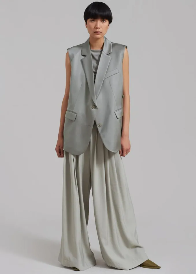 Clothing Women The Frankie Shop Everly Satin Vest 8211 Eucalyptus
