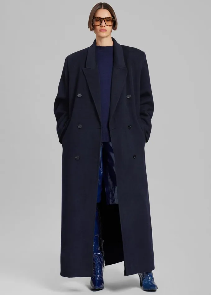 Clothing Women The Frankie Shop Gaia Double Breasted Coat 8211 Navy