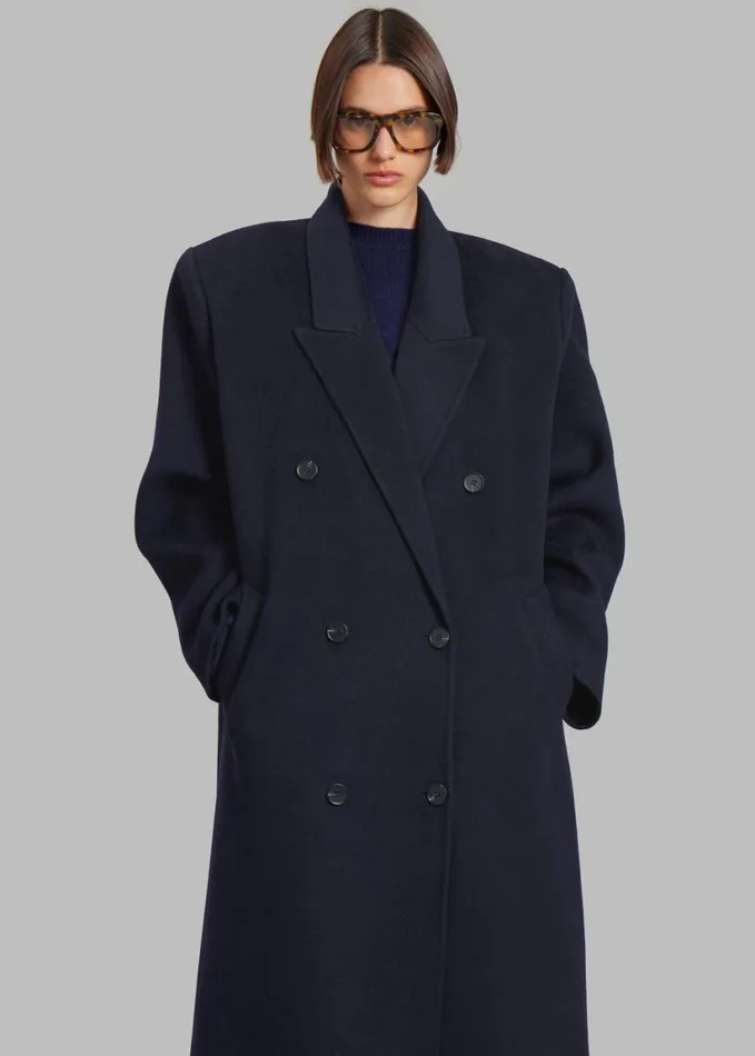 Clothing Women The Frankie Shop Gaia Double Breasted Coat 8211 Navy