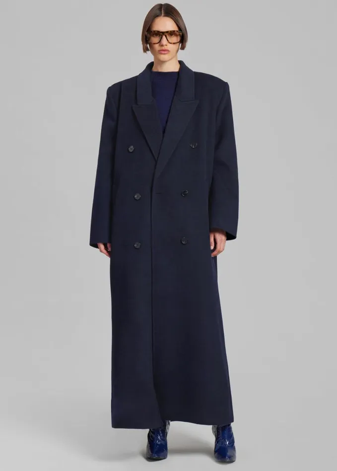 Clothing Women The Frankie Shop Gaia Double Breasted Coat 8211 Navy