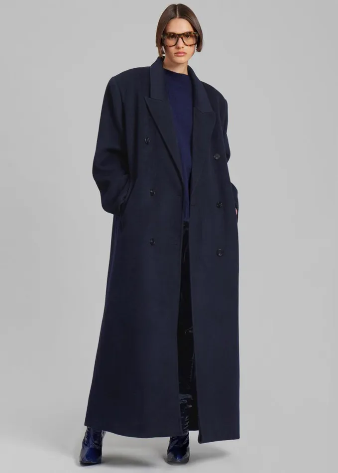 Clothing Women The Frankie Shop Gaia Double Breasted Coat 8211 Navy