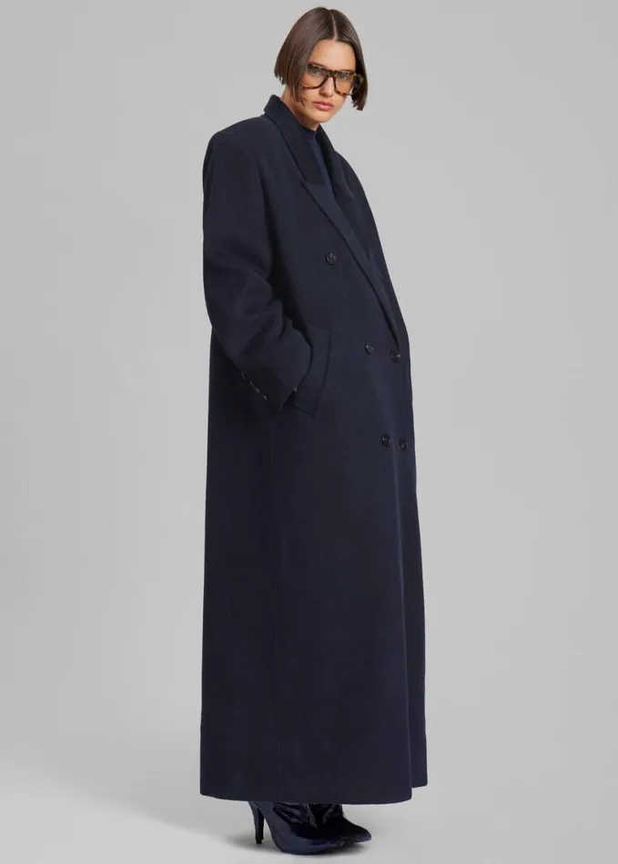 Clothing Women The Frankie Shop Gaia Double Breasted Coat 8211 Navy