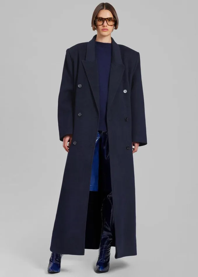 Clothing Women The Frankie Shop Gaia Double Breasted Coat 8211 Navy