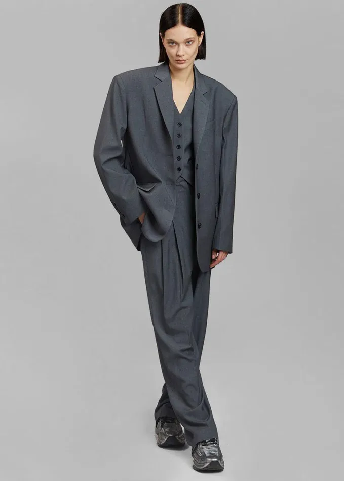 Clothing Women The Frankie Shop Gelso Waistcoat 8211 Dark Grey Melange