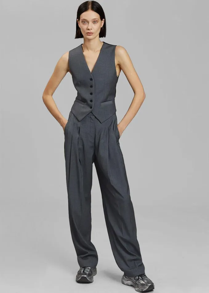 Clothing Women The Frankie Shop Gelso Waistcoat 8211 Dark Grey Melange