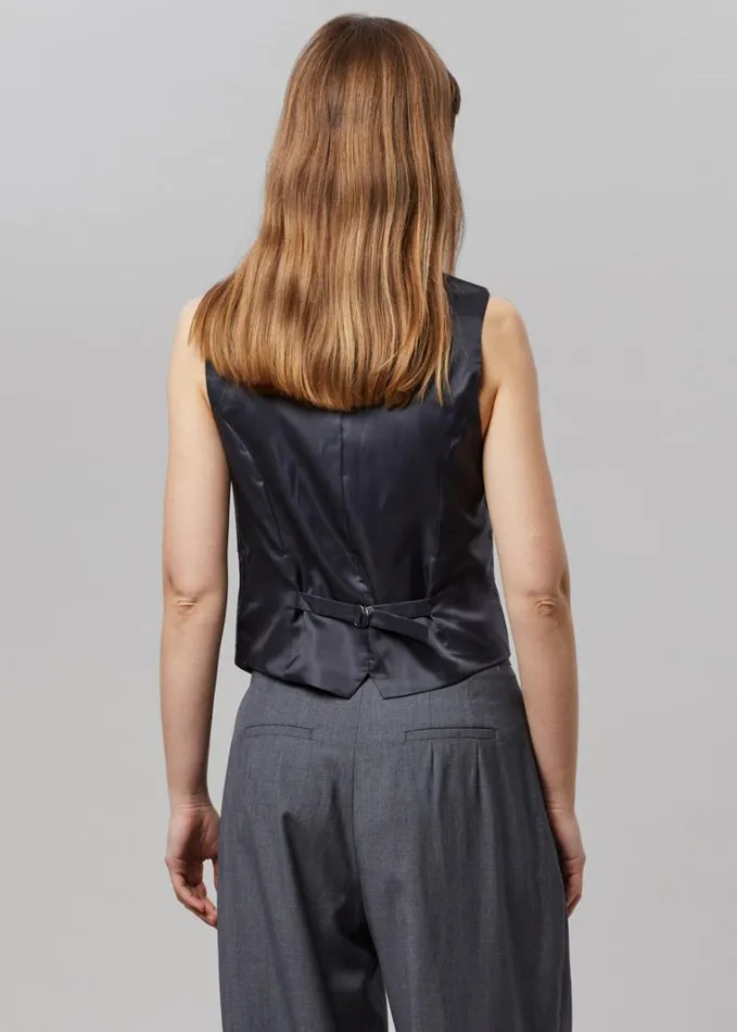 Clothing Women The Frankie Shop Gelso Waistcoat 8211 Dark Grey Melange