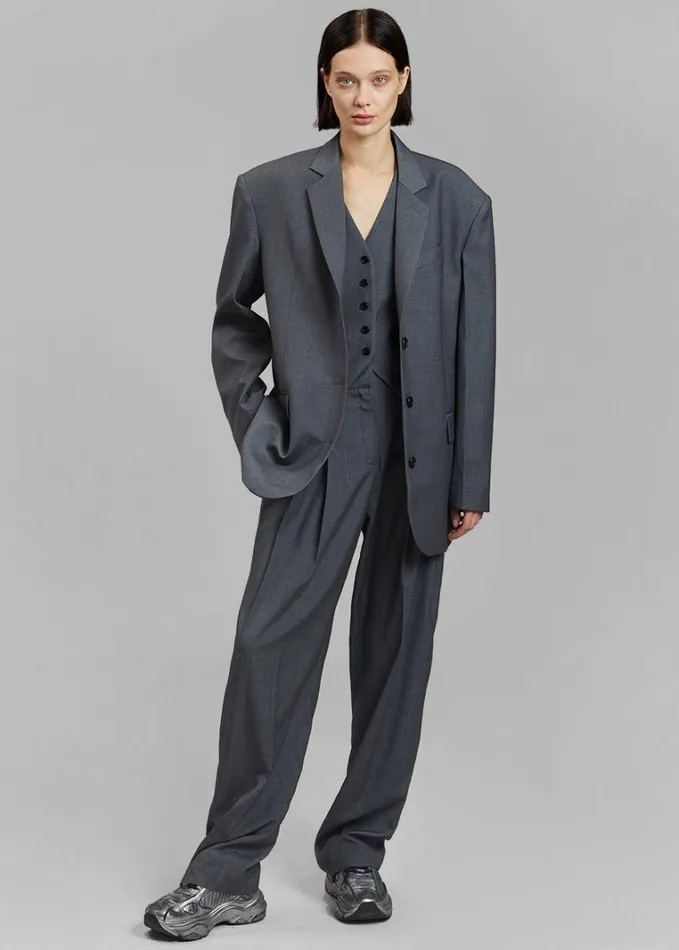 Clothing Women The Frankie Shop Gelso Waistcoat 8211 Dark Grey Melange
