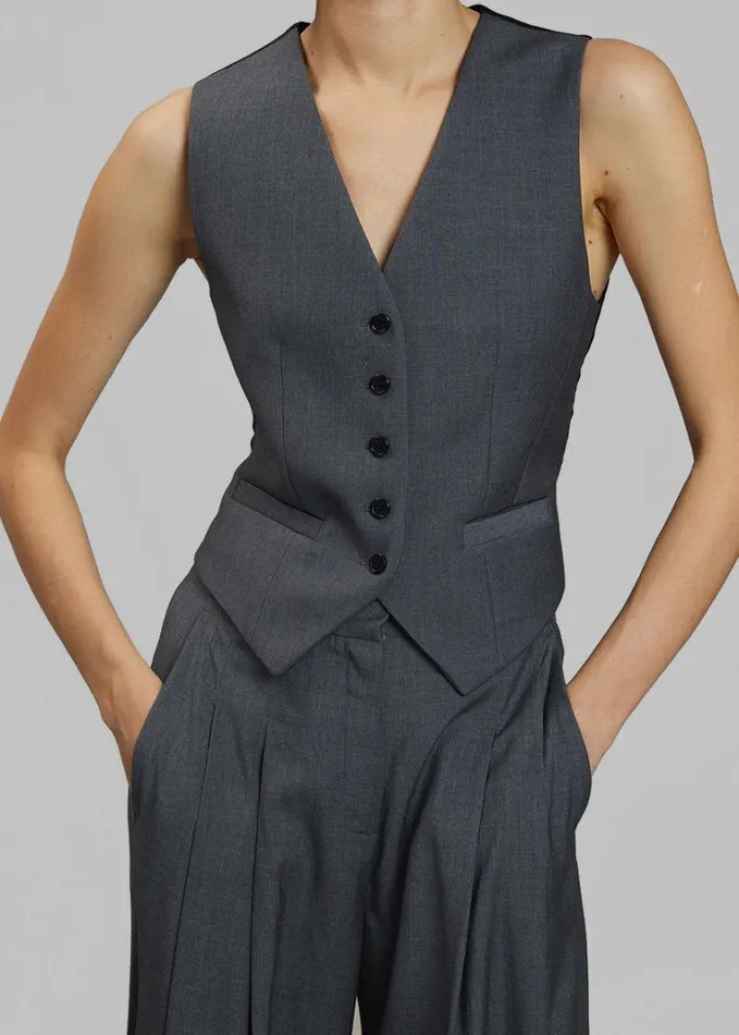 Clothing Women The Frankie Shop Gelso Waistcoat 8211 Dark Grey Melange