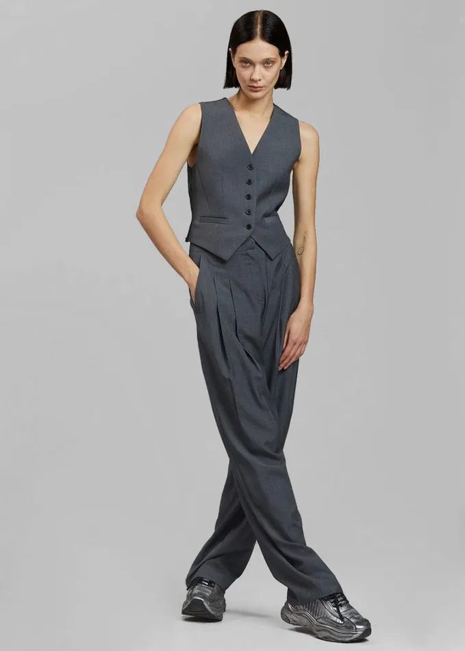 Clothing Women The Frankie Shop Gelso Waistcoat 8211 Dark Grey Melange