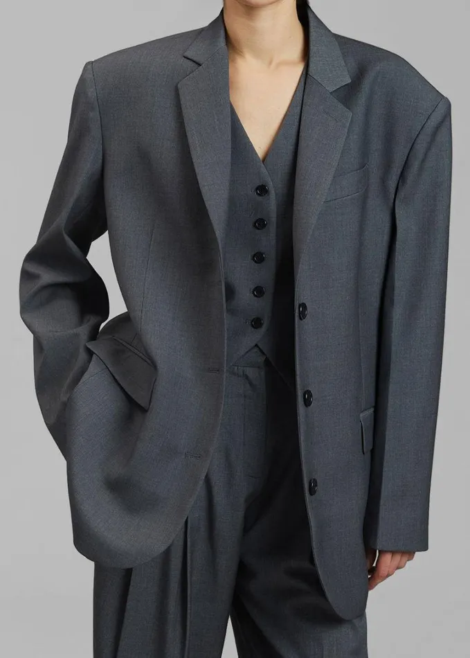Clothing Women The Frankie Shop Gelso Waistcoat 8211 Dark Grey Melange