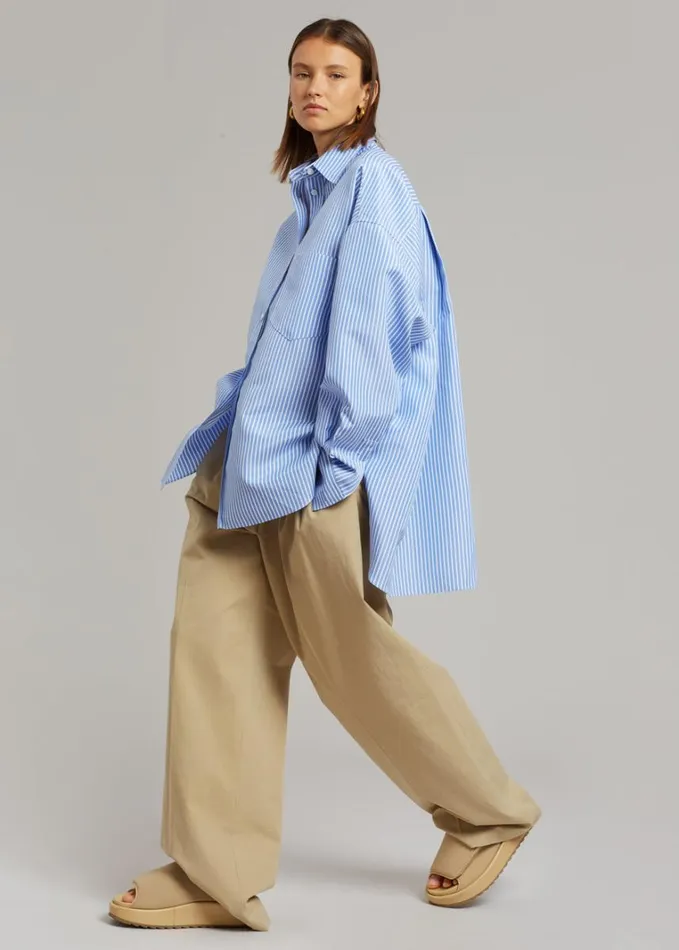 Clothing Women The Frankie Shop Georgia Stripe Shirt 8211 WhiteLight Blue