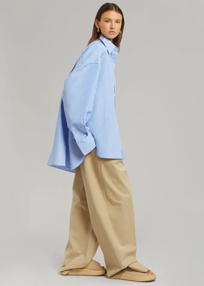 Clothing Women The Frankie Shop Georgia Stripe Shirt 8211 WhiteLight Blue