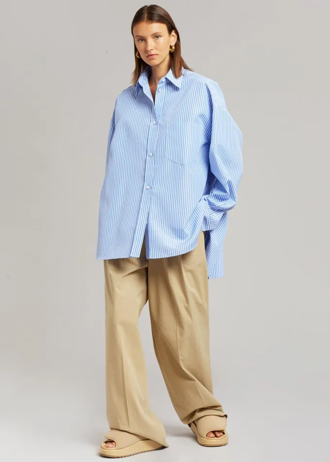 Clothing Women The Frankie Shop Georgia Stripe Shirt 8211 WhiteLight Blue
