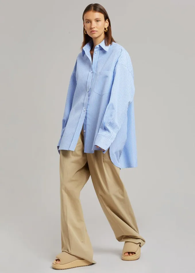 Clothing Women The Frankie Shop Georgia Stripe Shirt 8211 WhiteLight Blue