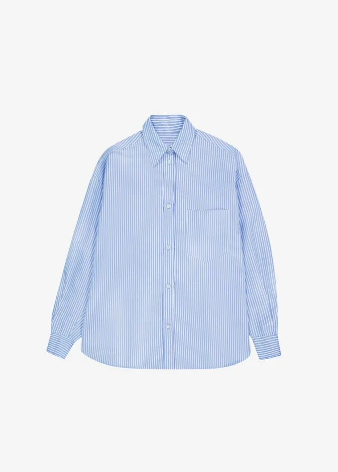 Clothing Women The Frankie Shop Georgia Stripe Shirt 8211 WhiteLight Blue
