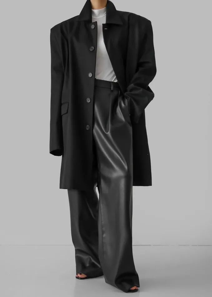 Clothing Women The Frankie Shop Ghent Padded Shoulder Trench 8211 Black