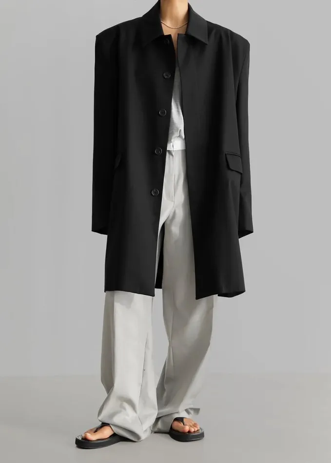 Clothing Women The Frankie Shop Ghent Padded Shoulder Trench 8211 Black