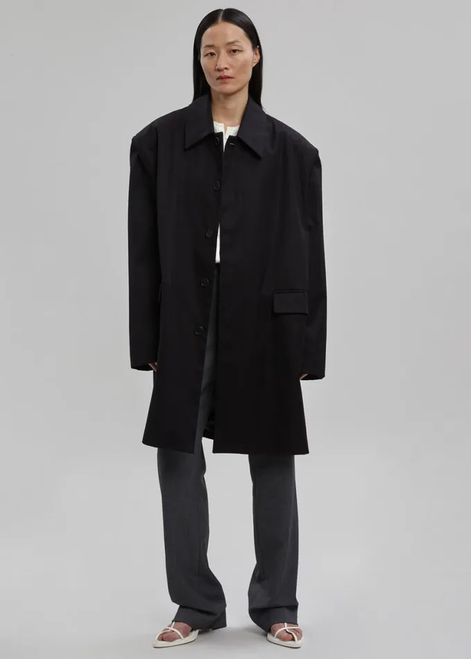 Clothing Women The Frankie Shop Ghent Padded Shoulder Trench 8211 Black