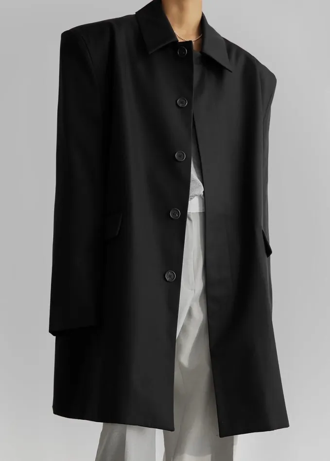 Clothing Women The Frankie Shop Ghent Padded Shoulder Trench 8211 Black