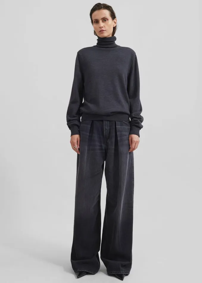 Clothing Women The Frankie Shop Haikure Candy Pleated Wide Leg Jeans 8211 Black Tencel