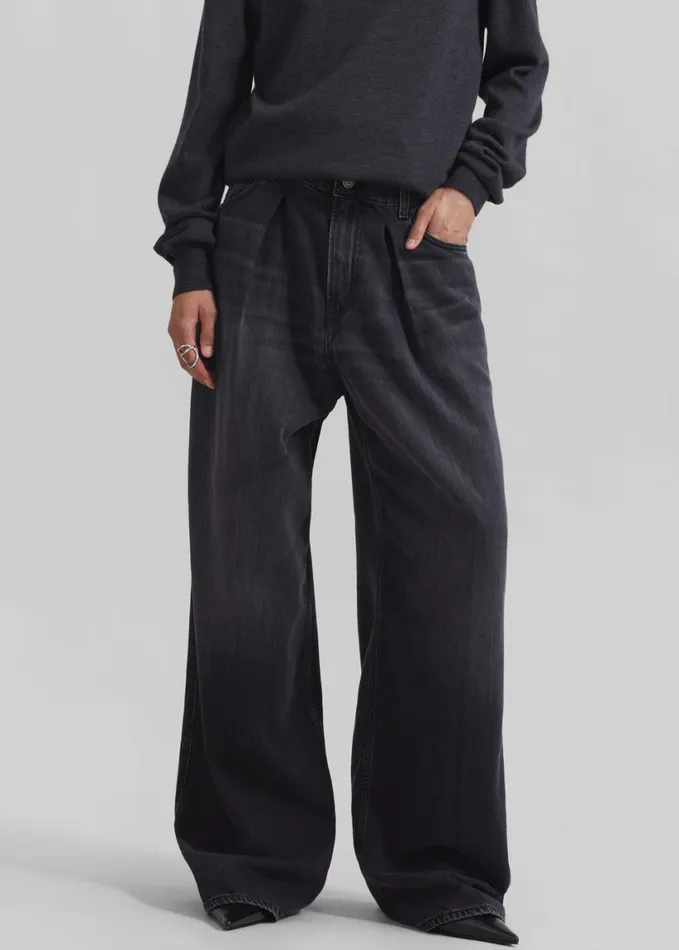 Clothing Women The Frankie Shop Haikure Candy Pleated Wide Leg Jeans 8211 Black Tencel
