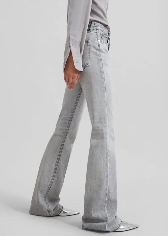 Clothing Women The Frankie Shop Haikure Flora Flared Jeans 8211 Fog Grey