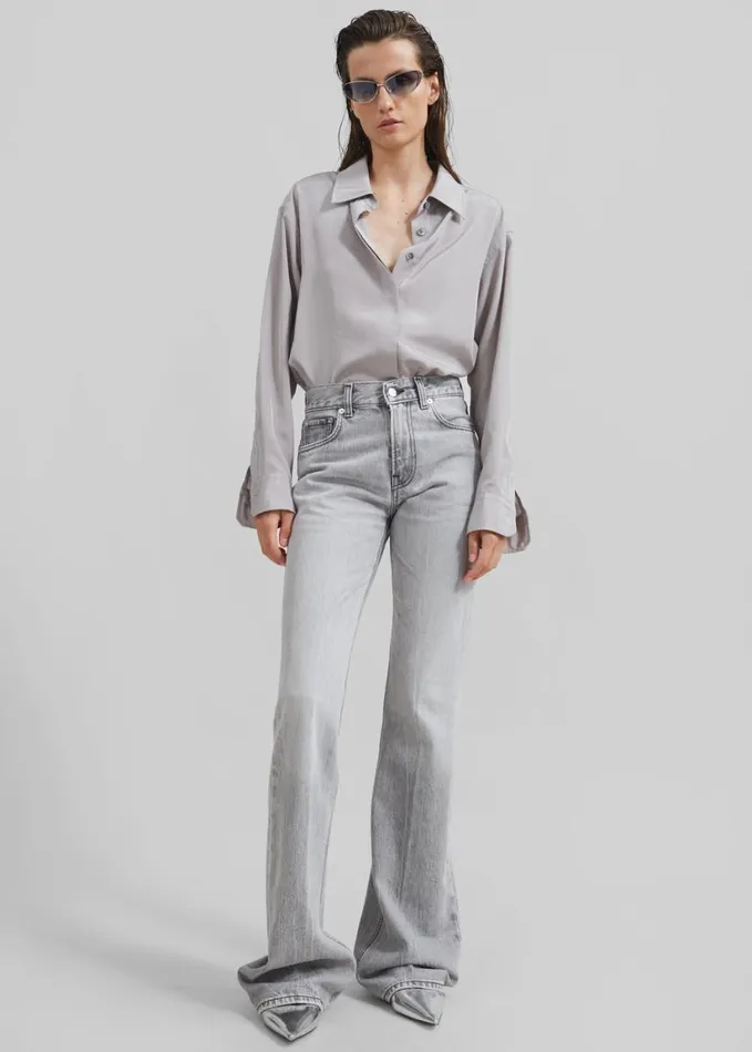 Clothing Women The Frankie Shop Haikure Flora Flared Jeans 8211 Fog Grey