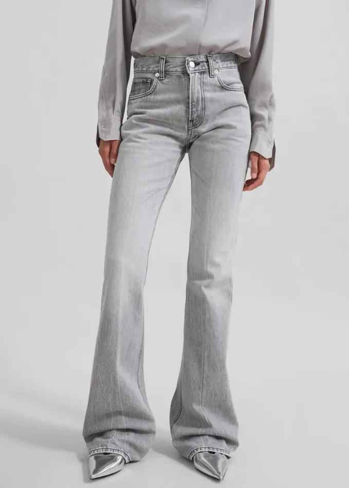 Clothing Women The Frankie Shop Haikure Flora Flared Jeans 8211 Fog Grey